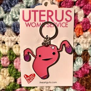 New In Pkg I Heart Guts Cute Uterus Keychain Bag Charm Kawaii Unique Gift!